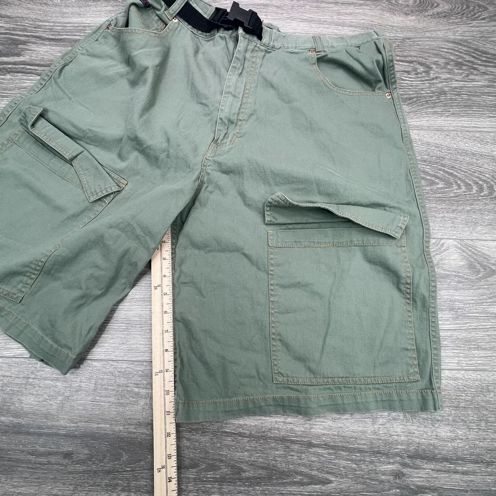 Vintage Tommy Hilfiger Cargo Shorts Mens 36 Green Belted Utility Baggy Y2K